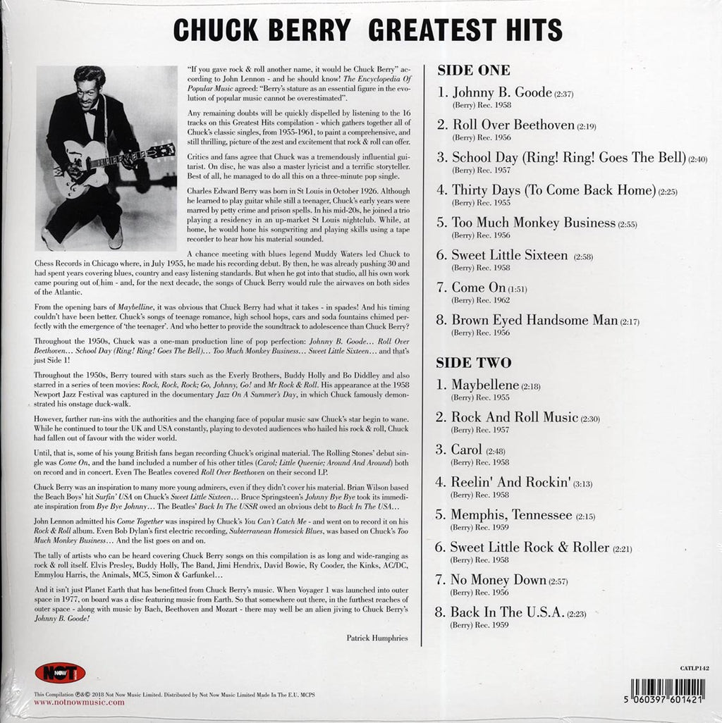 Chuck Berry - Greatest Hits (180g) vinyl LP back cover