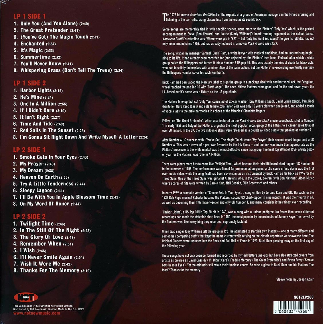 The Platters - The Ultimate Collection (2xLP) (180g) vinyl LP back cover