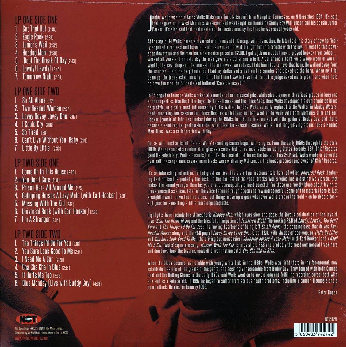Junior Wells - Cut That Out! (2xLP) (180g) vinyl LP back cover