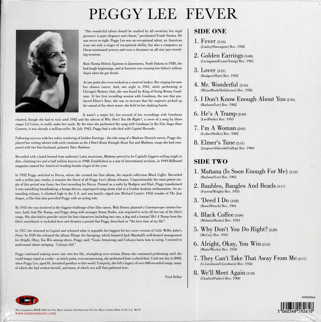 Peggy Lee - Fever (180g) (red vinyl) vinyl LP back cover