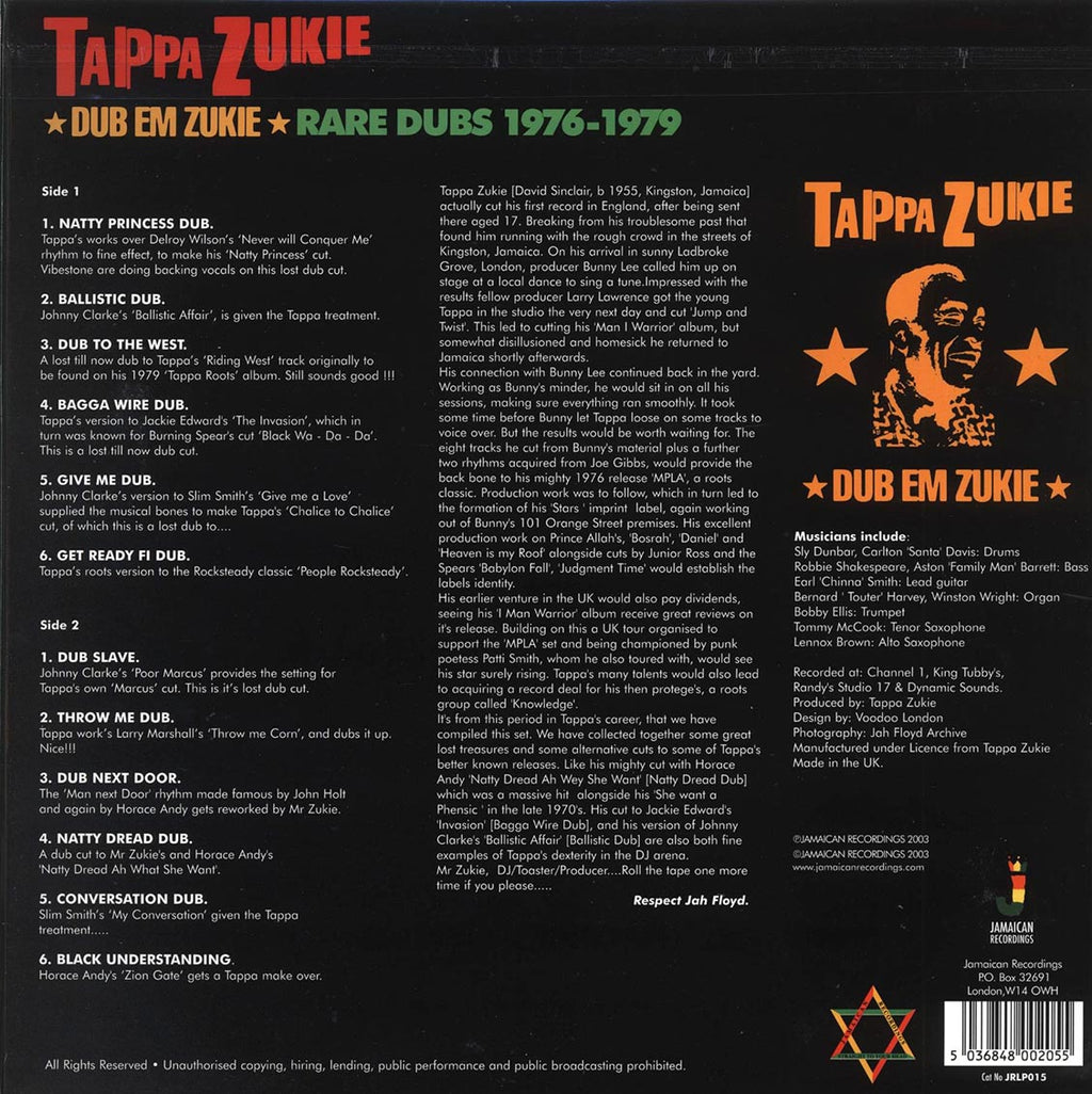 Tappa Zukie - Dub Em Zukie: Rare Dubs (180g) vinyl LP back cover
