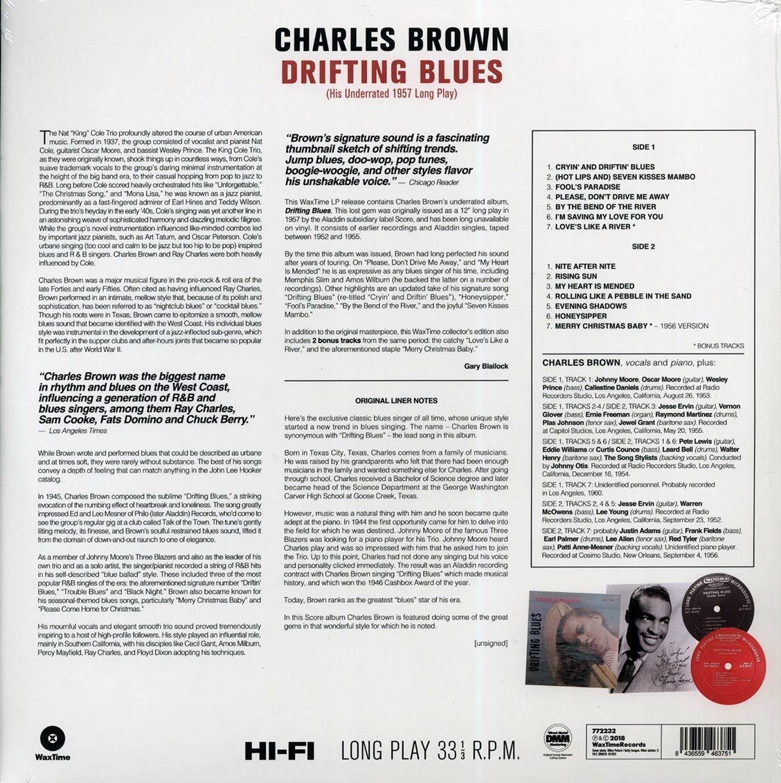 Charles Brown - Drifting Blues (+2 bonus tracks) (ltd. ed.) (180g) vinyl LP back cover