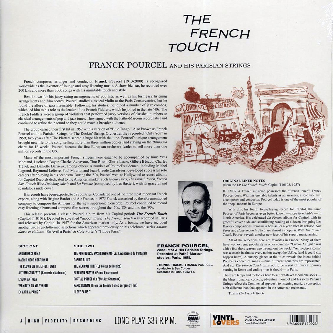 Franck Puourcel And His Parisian Strings - The French Touch (+2 bonus tracks) (ltd. ed.) (180g) vinyl LP back cover