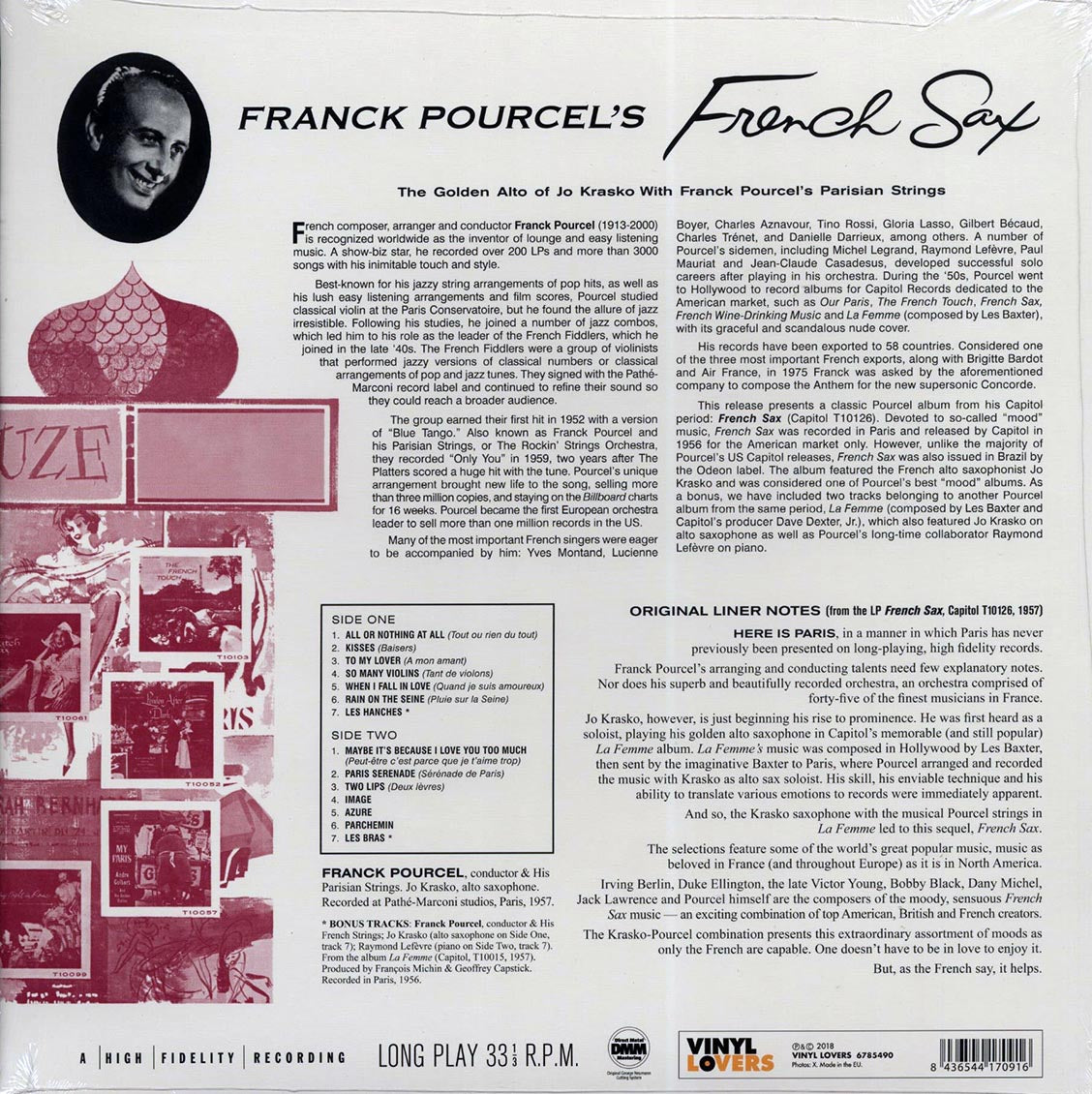 Franck Pourcel - French Sax (ltd. ed.) (180g) vinyl LP back cover