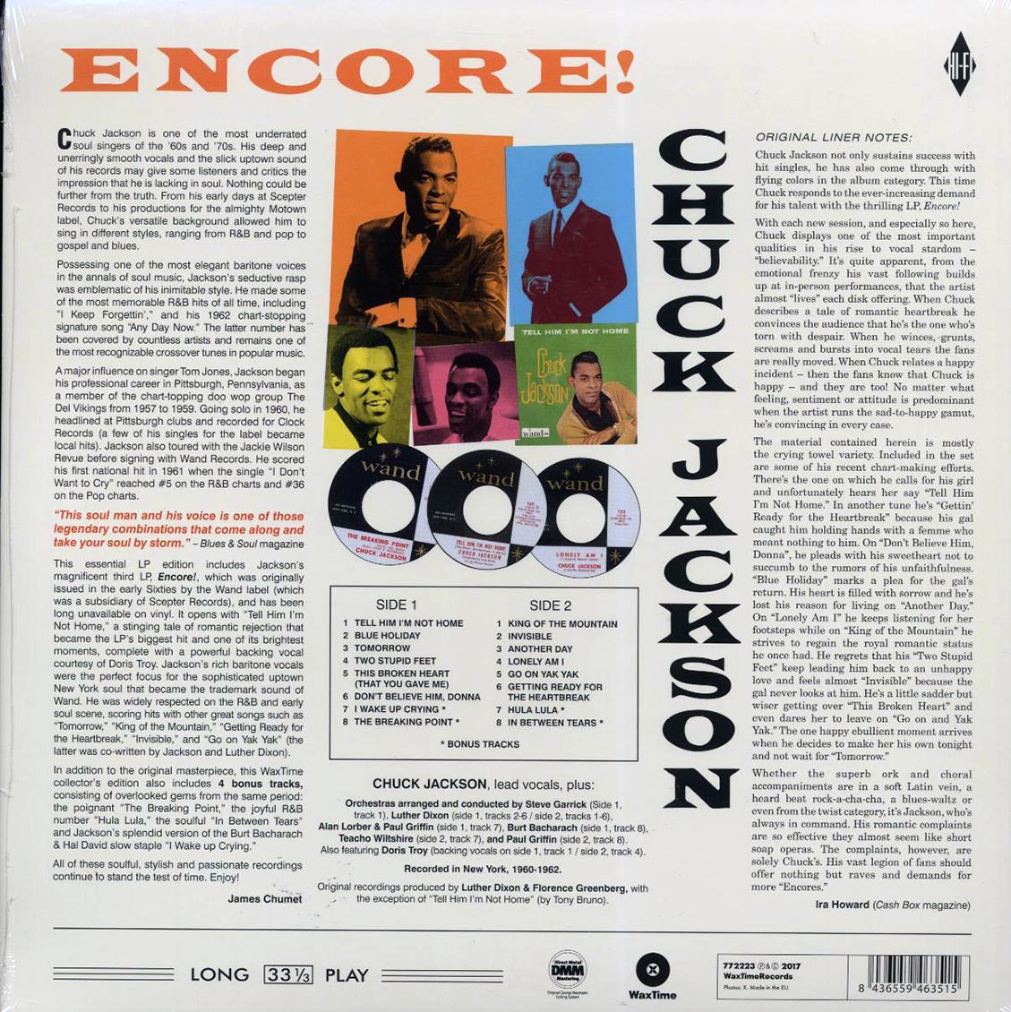 Chuck Jackson - Encore! (ltd. ed.) (180g) vinyl LP back cover