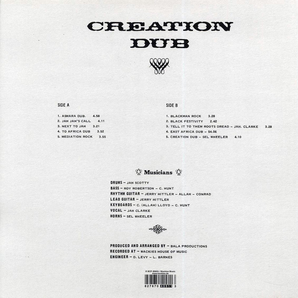 Wackie's - Creation Dub (2004 FIRST PRESS) vinyl LP back cover