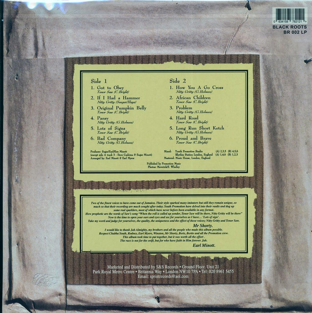 Tenor Saw, Nitty Gritty - With Lots Of Sign vinyl LP back cover