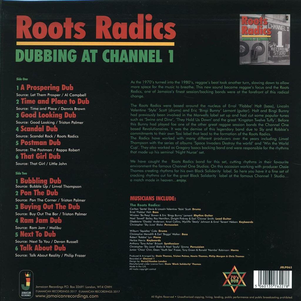 The Roots Radics - Dubbing At Channel One (180g) vinyl LP back cover