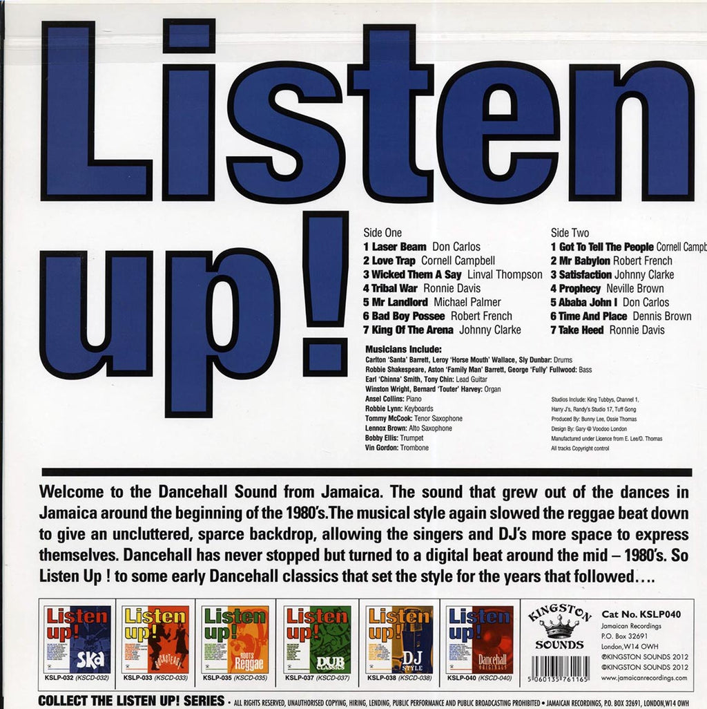 Don Carlos, Linval Thompson, Michael Palmer, Etc. - Listen Up! Dancehall Originals (180g) vinyl LP back cover