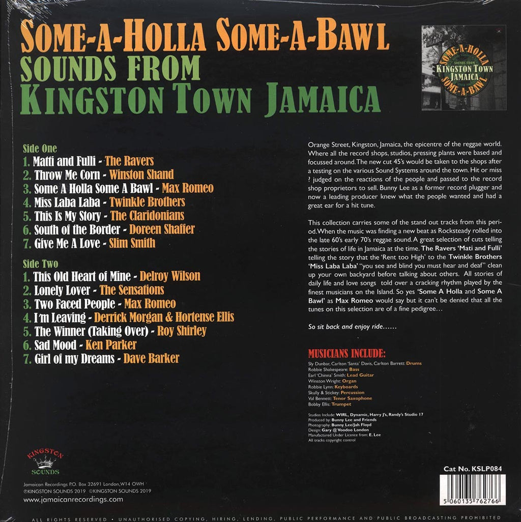 Max Romeo, Slim Smith, Roy Shirley, Etc. - Some-A-Holla Some-A-Bawl: Sounds From Kingston Town Jamaica (180g) vinyl LP back cover