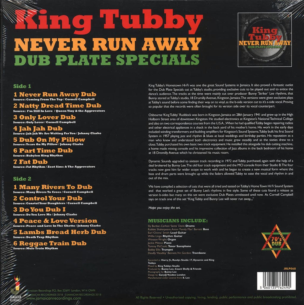King Tubby - Never Run Away: Dub Plate Specials (180g) vinyl LP back cover