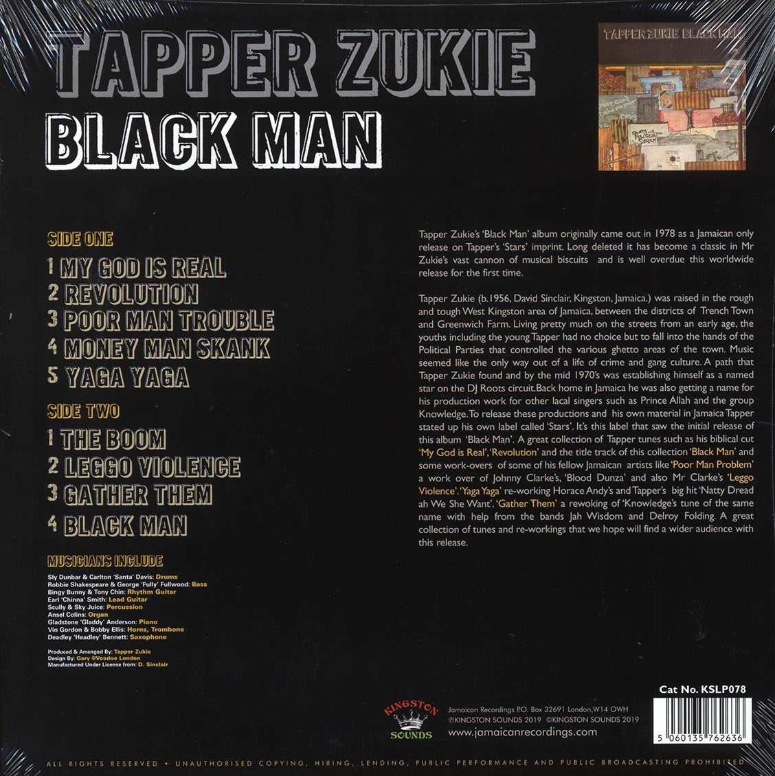 Tappa Zukie - Black Man (180g) vinyl LP back cover