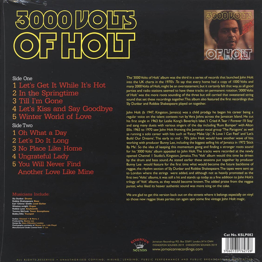 John Holt - 3000 Volts Of Holt (180g) vinyl LP back cover