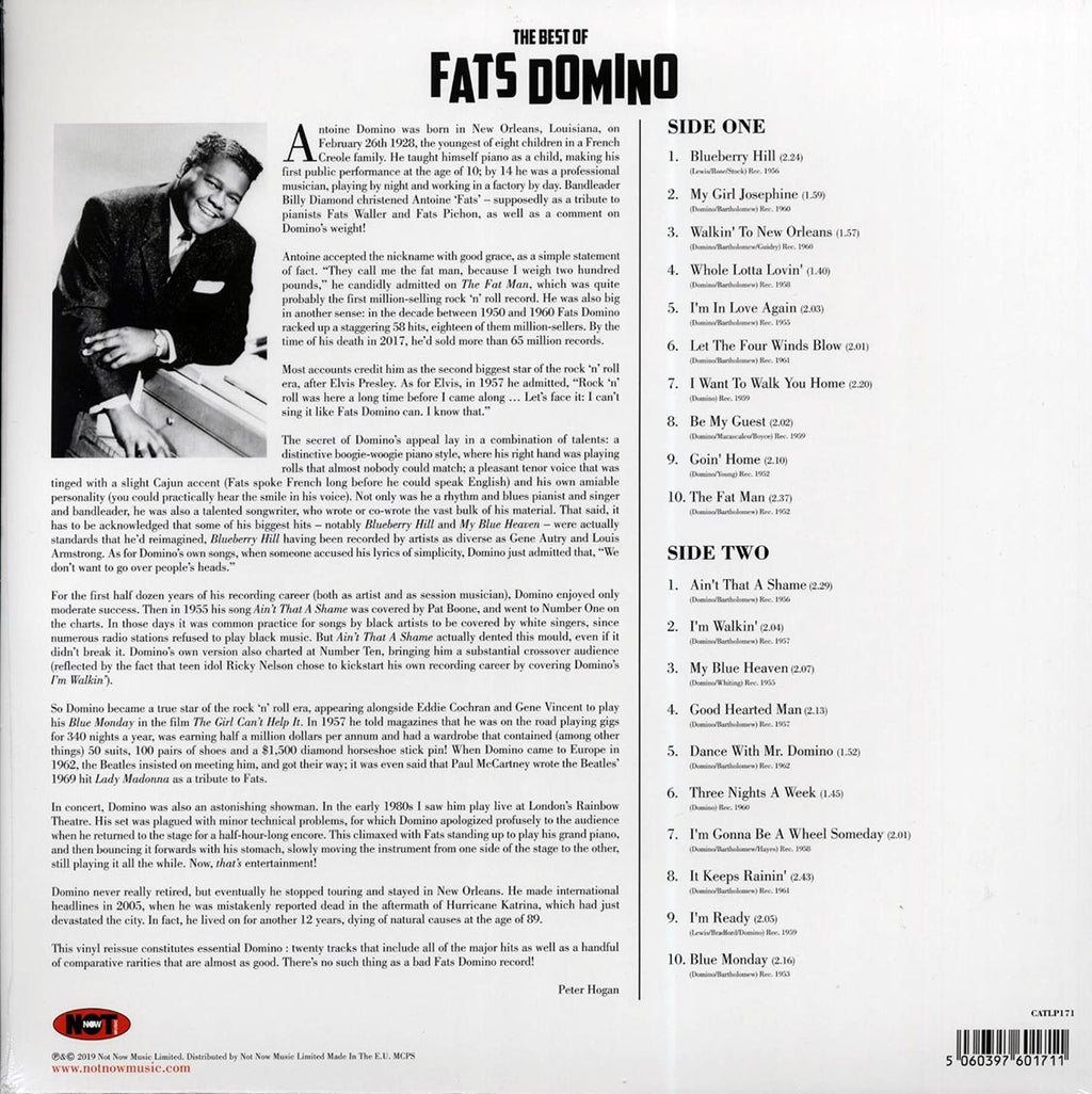 Fats Domino - The Best Of Fats Domino (180g) vinyl LP back cover