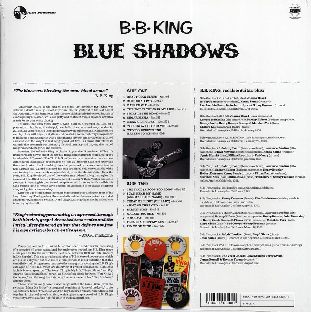 BB King - Blue Shadows: Underrated Kent Recordings, 1958-1962 (ltd. ed.) (180g) vinyl LP back cover