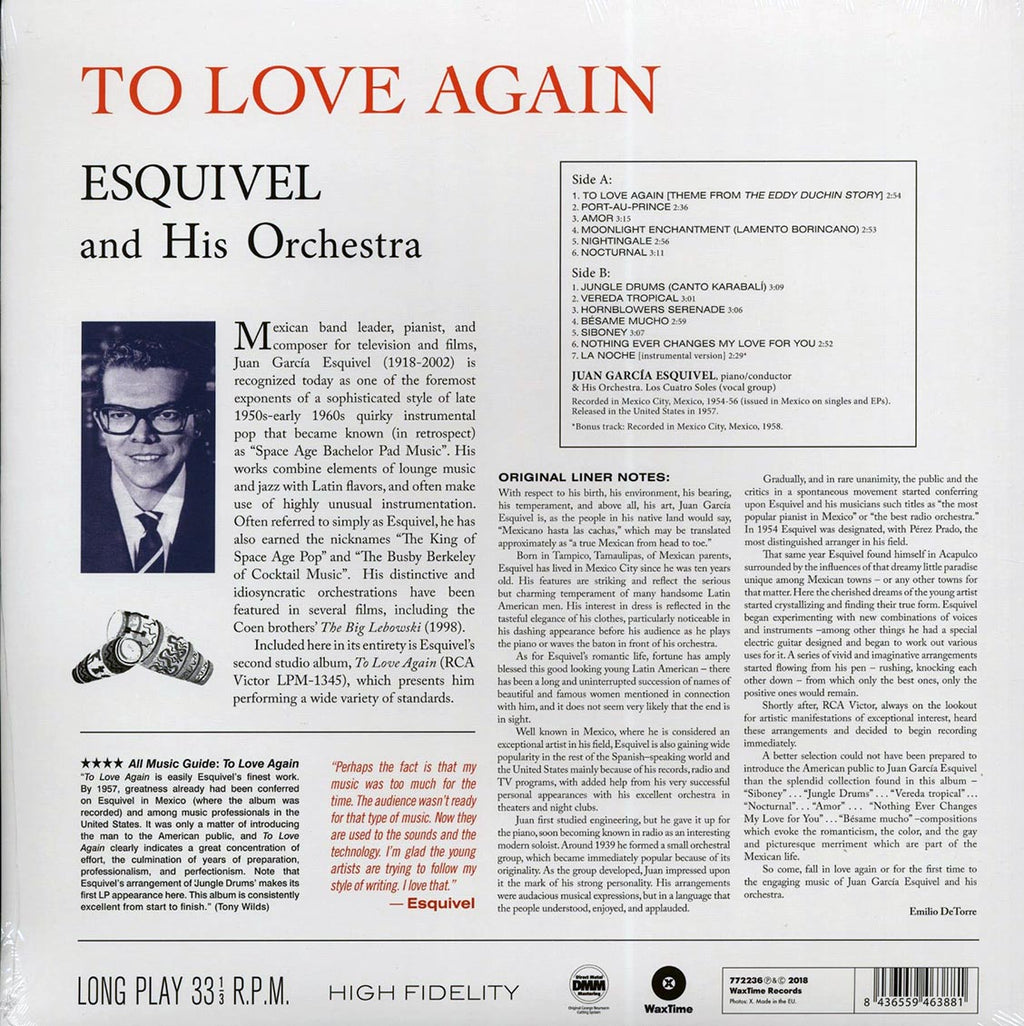 Esquivel & His Orchestra - To Love Again (DMM) (ltd. ed.) (180g) (High-Def VV) (remastered) vinyl LP back cover