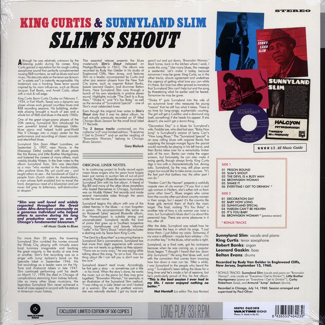 King Curtis, Sunnyland Slim - Slim's Shout (+2 bonus tracks) (ltd. ed.) (180g) vinyl LP back cover