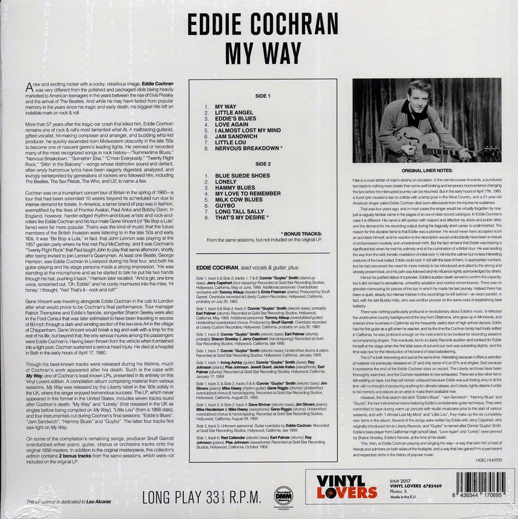 Eddie Cochran - My Way (+2 bonus tracks) (ltd. ed.) (180g) vinyl LP back cover