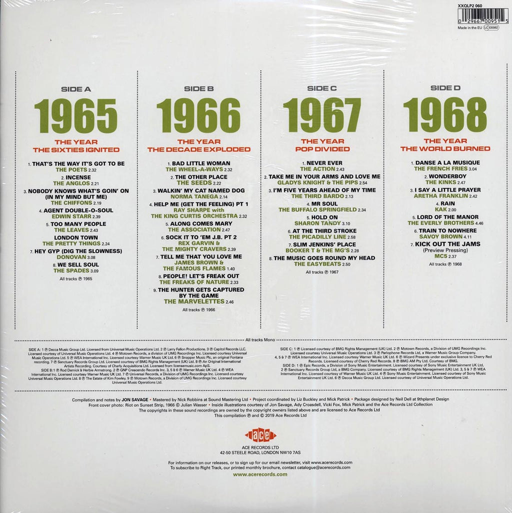 Savoy Brown, The Seeds, The Pretty Things, Etc. - Jon Savage's 1965-1968: The High Sixties On 45 (2xLP) (180g) (colored vinyl) vinyl LP back cover