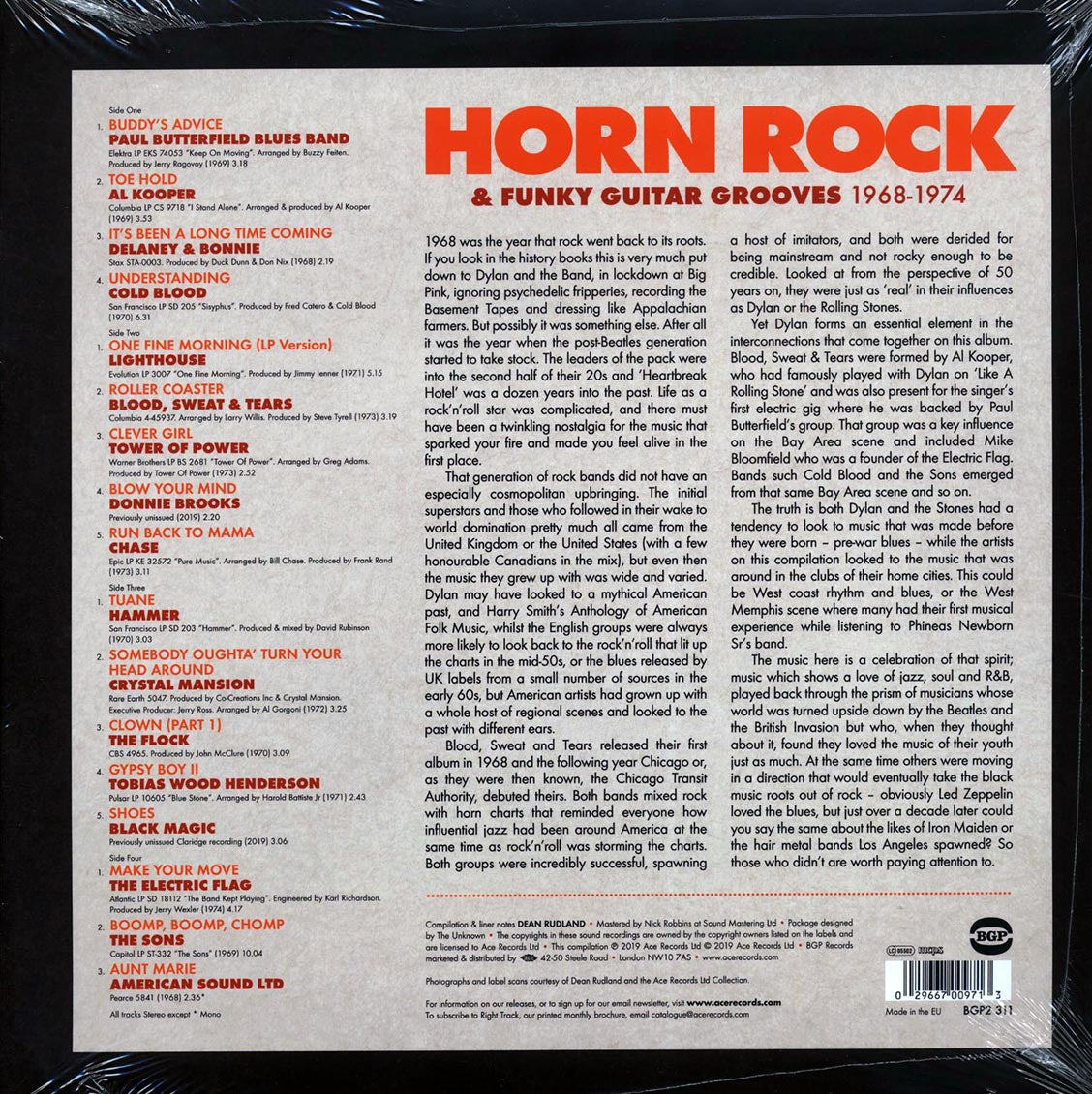 Al Kooper, The Flock, Lighthouse, Chase, Etc. - Horn Rock & Funky Guitar Grooves 1968-1974 (2xLP) vinyl LP back cover