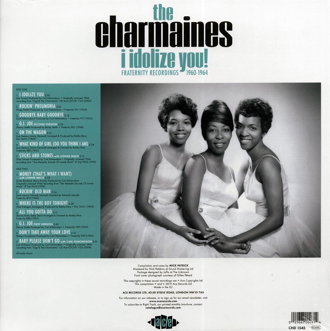 The Charmaines - I Idolize You! Fraternity Recordings 1960-1964 vinyl LP back cover