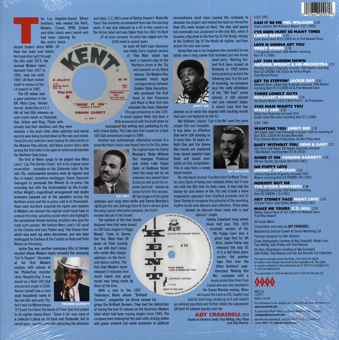 Mel Williams, The Other Brothers, Wally Cox, Etc. - Los Angeles Modern & Kent Northern Soul vinyl LP back cover