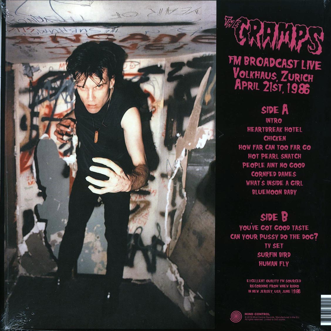 The Cramps - Hot Pearl Radio Broadcast: TV Broadcast Live Volkhaus, Zurich April 21st, 1986 vinyl LP back cover