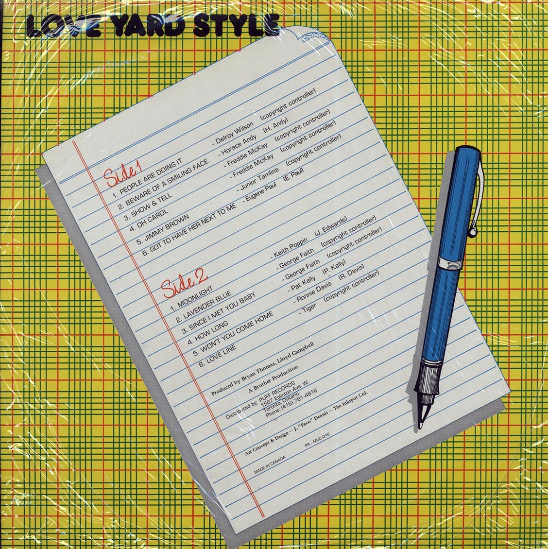 Horace Andy, Freddie McKay, Delroy Wilson, Etc. - Love Yard Style (orig. press) vinyl LP back cover