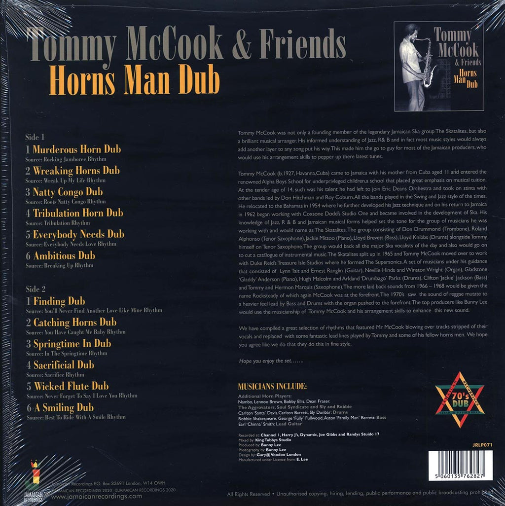Tommy McCook & Friends - Horns Man Dub (180g) vinyl LP back cover