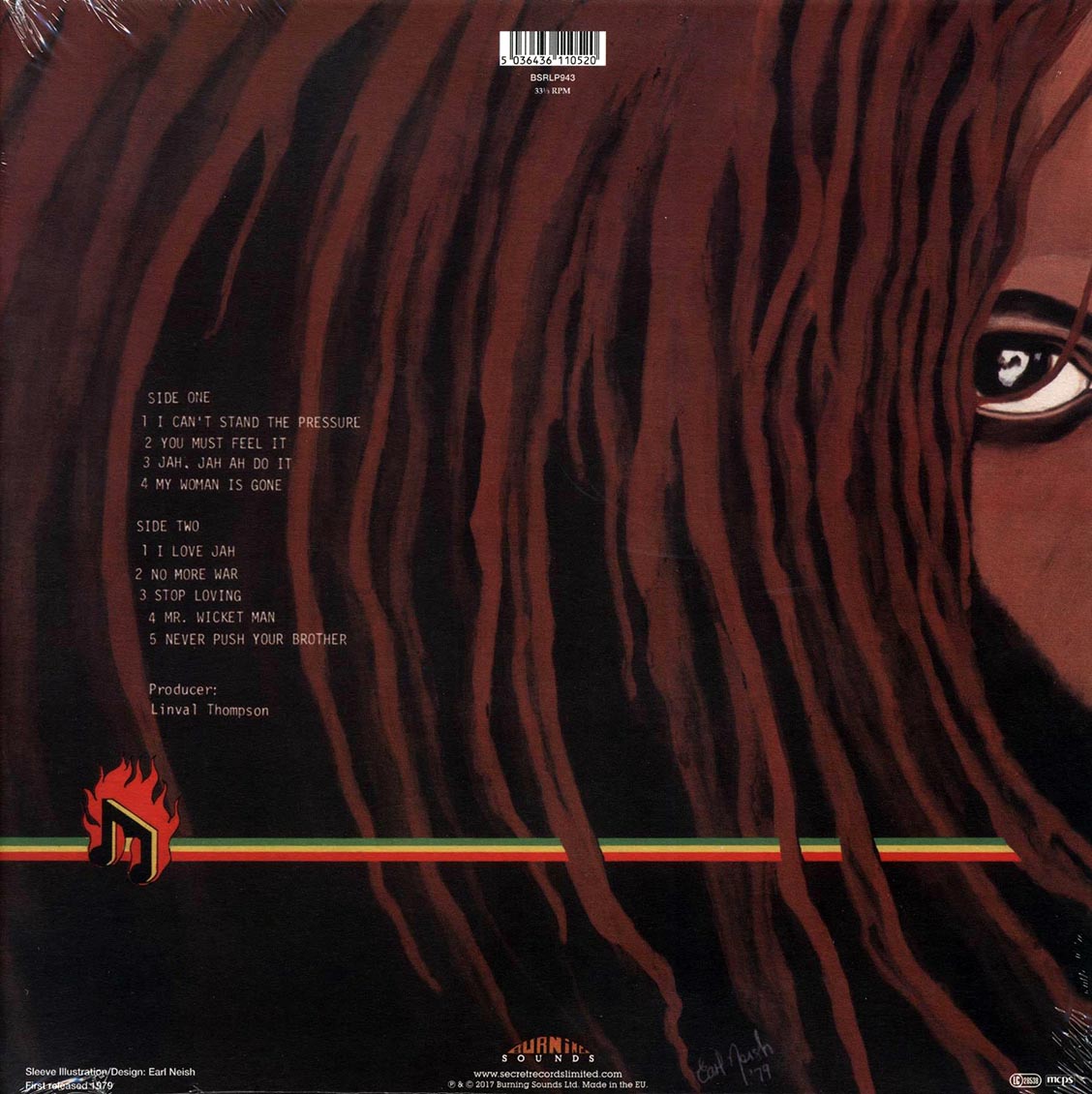 Linval Thompson - I Love Jah (180g) vinyl LP back cover