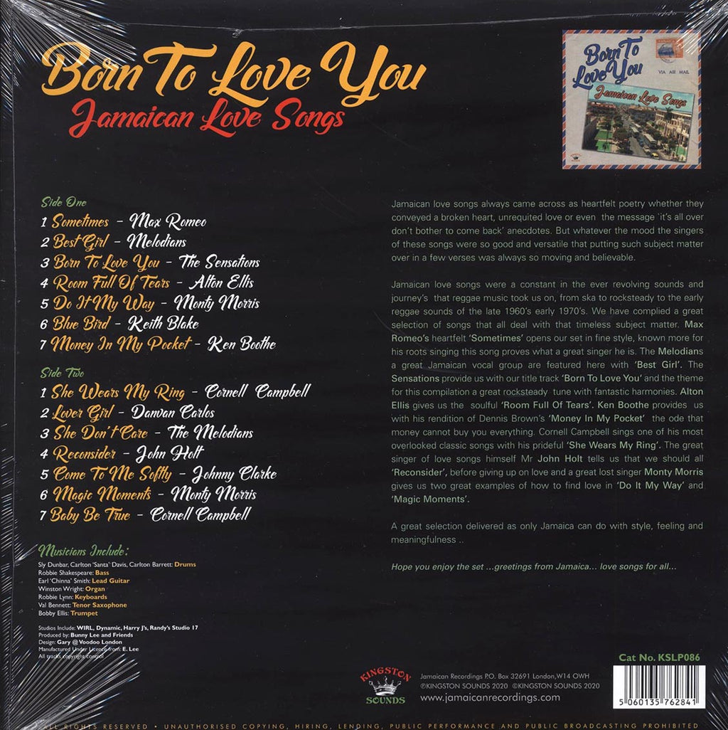 Alton Ellis, Ken Boothe, The Melodians, Etc. - Born To Love You: Jamaican Love Songs vinyl LP back cover