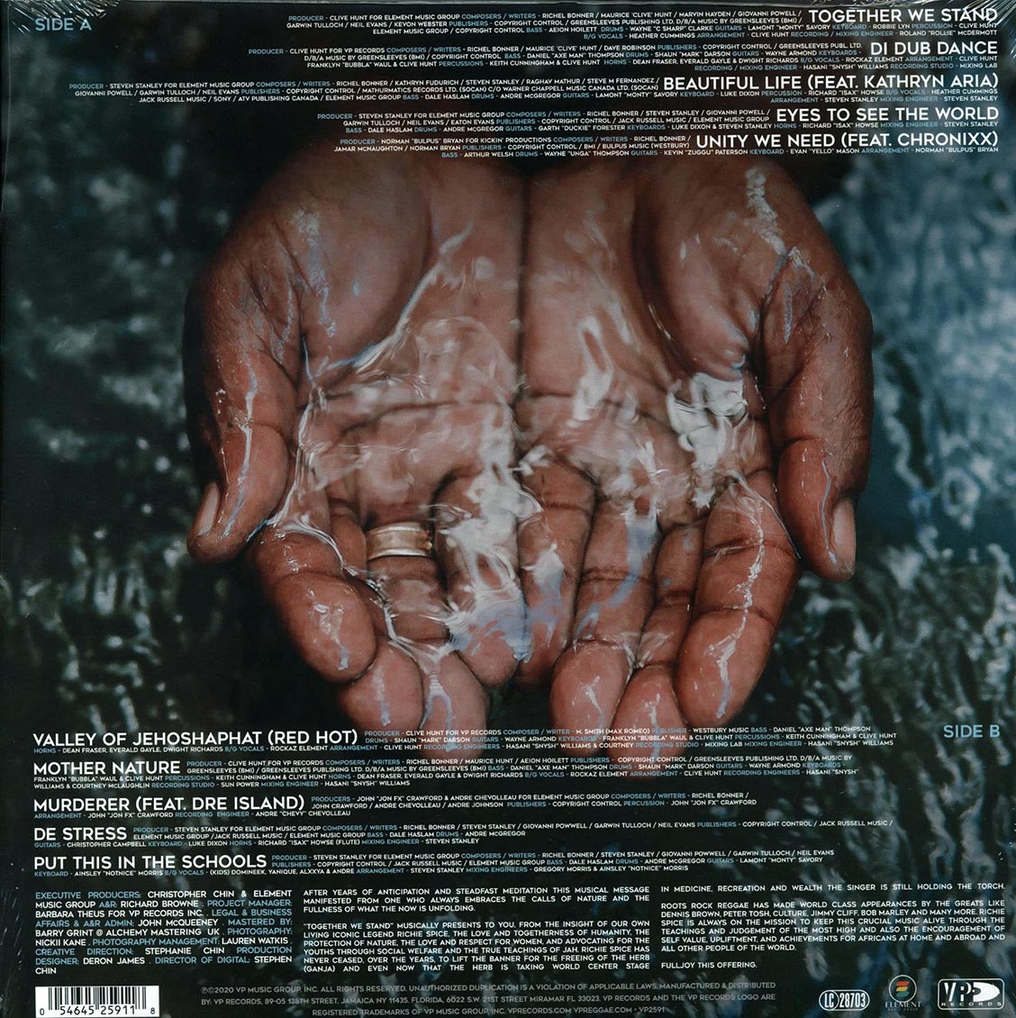 Richie Spice - Together We Stand vinyl LP back cover