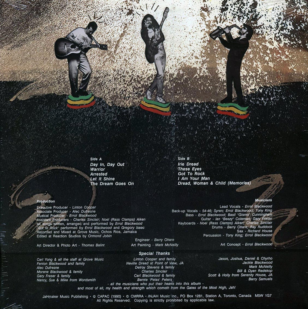 Errol Blackwood & Injah - Warrior (orig. press) vinyl LP back cover