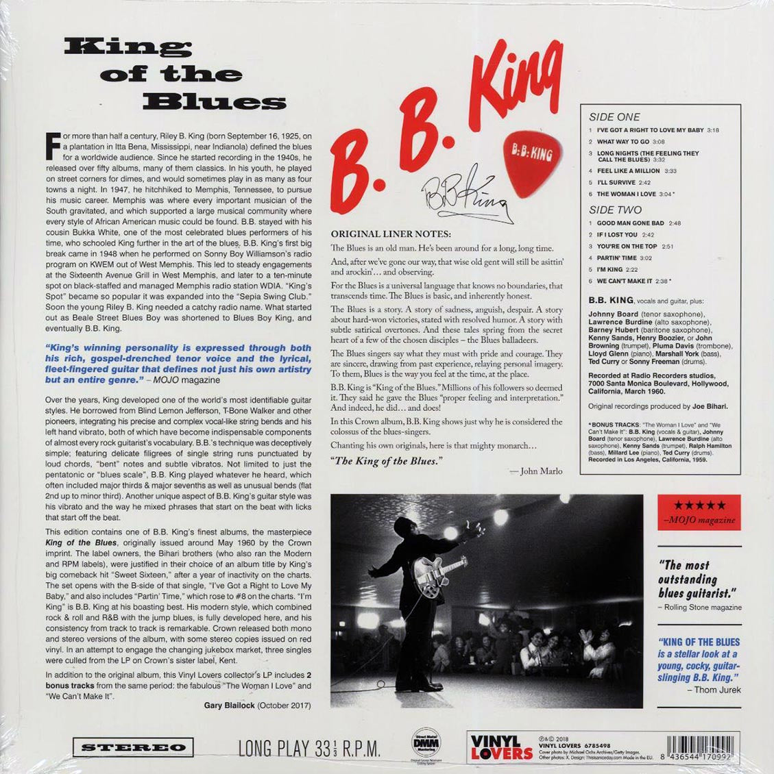 BB King - King Of The Blues (ltd. ed.) (180g) vinyl LP back cover