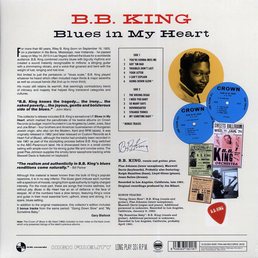 BB King - Blues In My Heart (+2 bonus tracks) (ltd. ed.) (180g) vinyl LP back cover