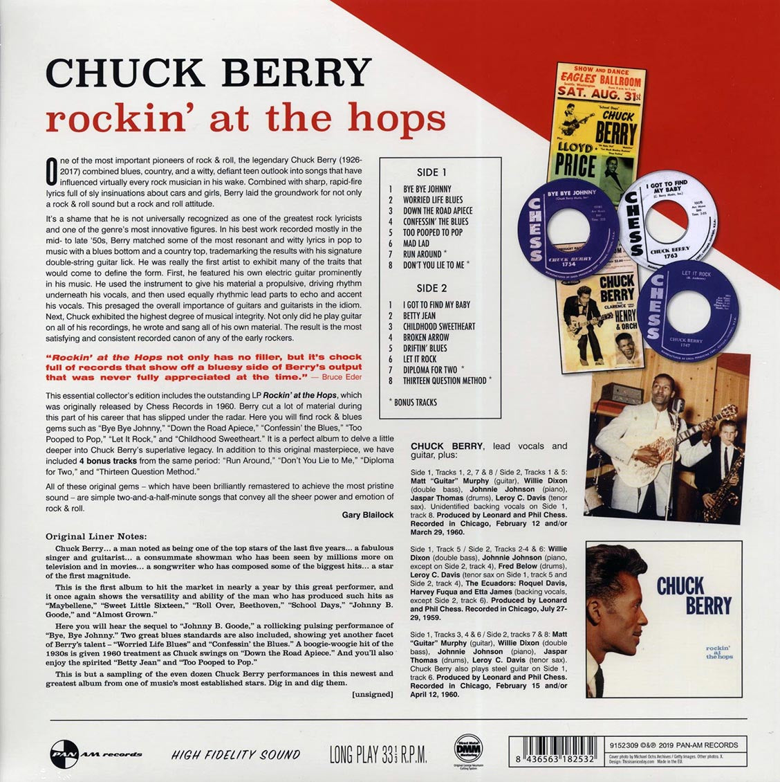 Chuck Berry - Rockin' At The Hops (+4 bonus tracks) (ltd. ed.) (180g) (remastered) vinyl LP back cover