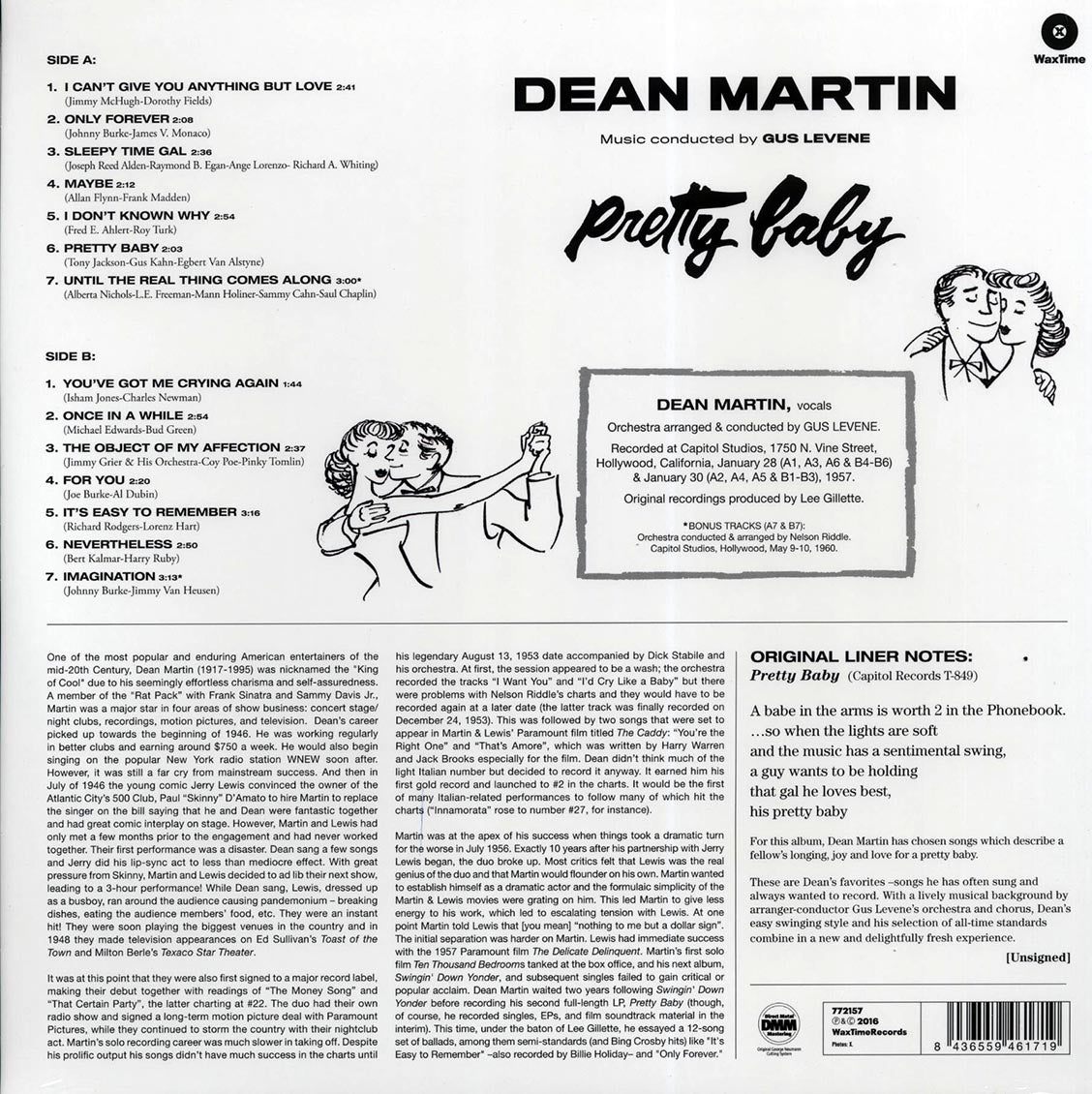 Dean Martin - Pretty Baby (+2 bonus tracks) (ltd. ed.) (180g) vinyl LP back cover