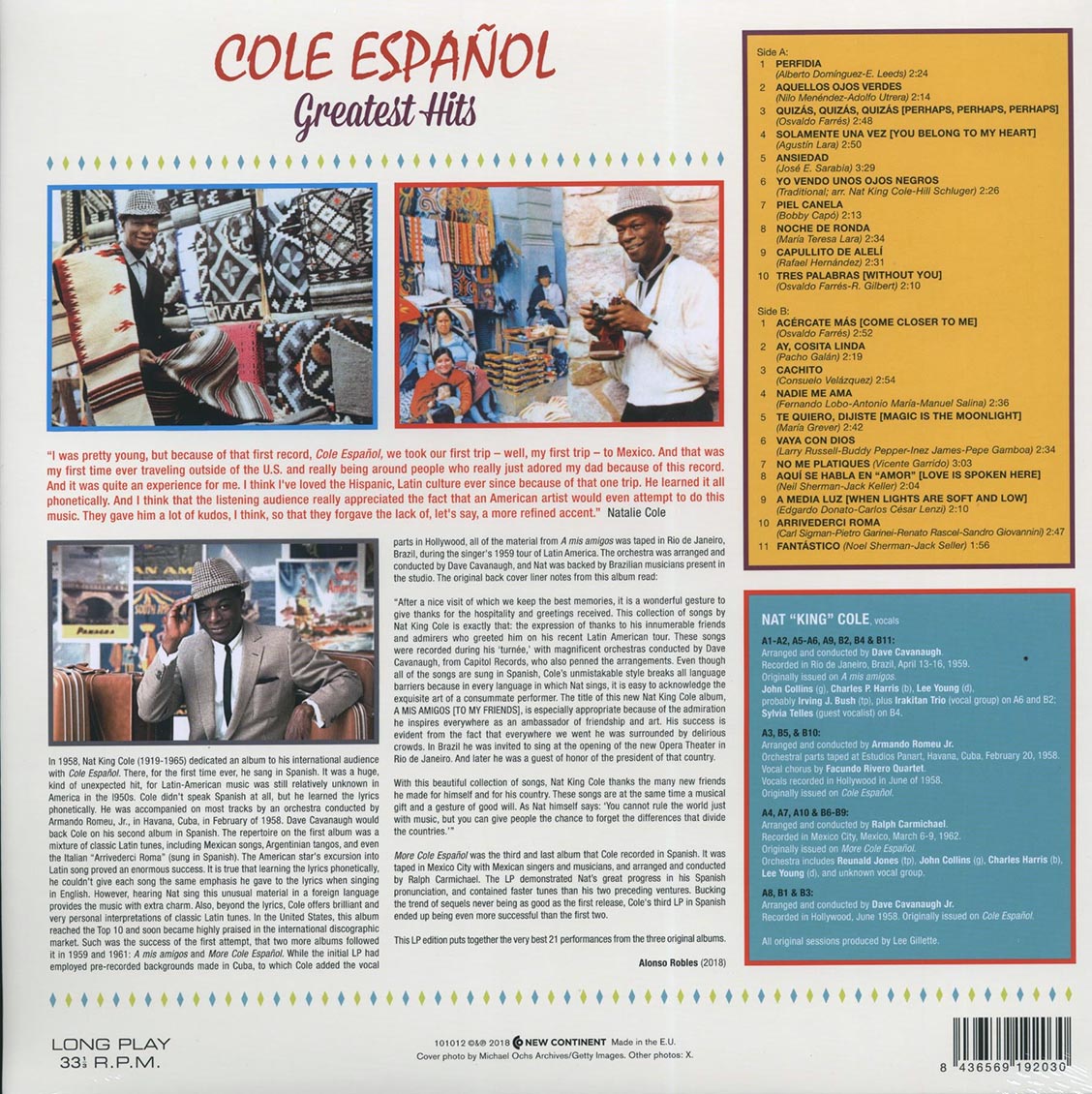 Nat King Cole - Cole Espanol: Greatest Hits (ltd. ed.) (180g) vinyl LP back cover