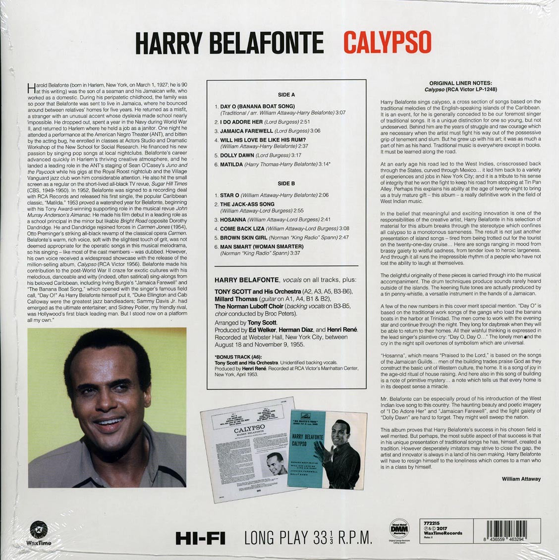Harry Belafonte - Calypso (+bonus track) (ltd. ed.) (180g) vinyl LP back cover