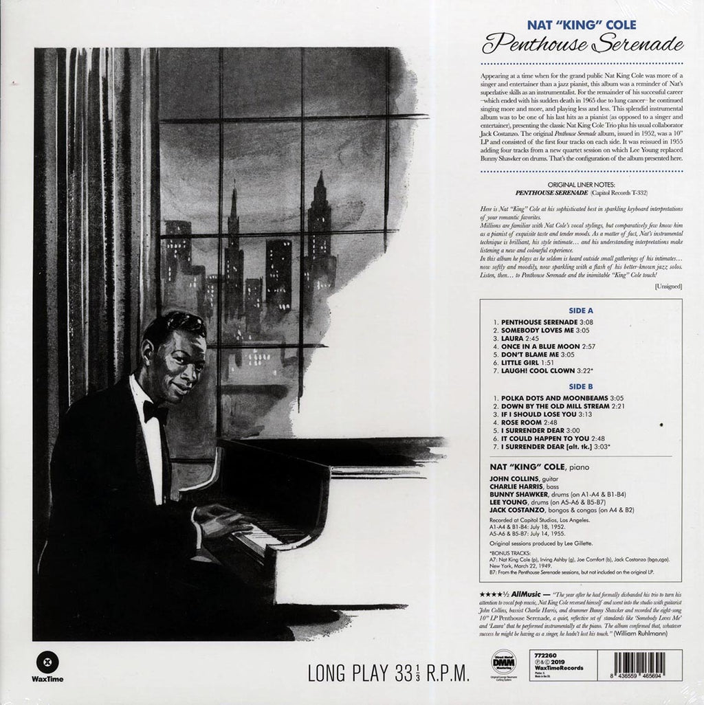 Nat King Cole - Penthouse Serenade: Nat King Cole At The Piano (+2 bonus tracks) (ltd. ed.) (180g) (remastered) vinyl LP back cover