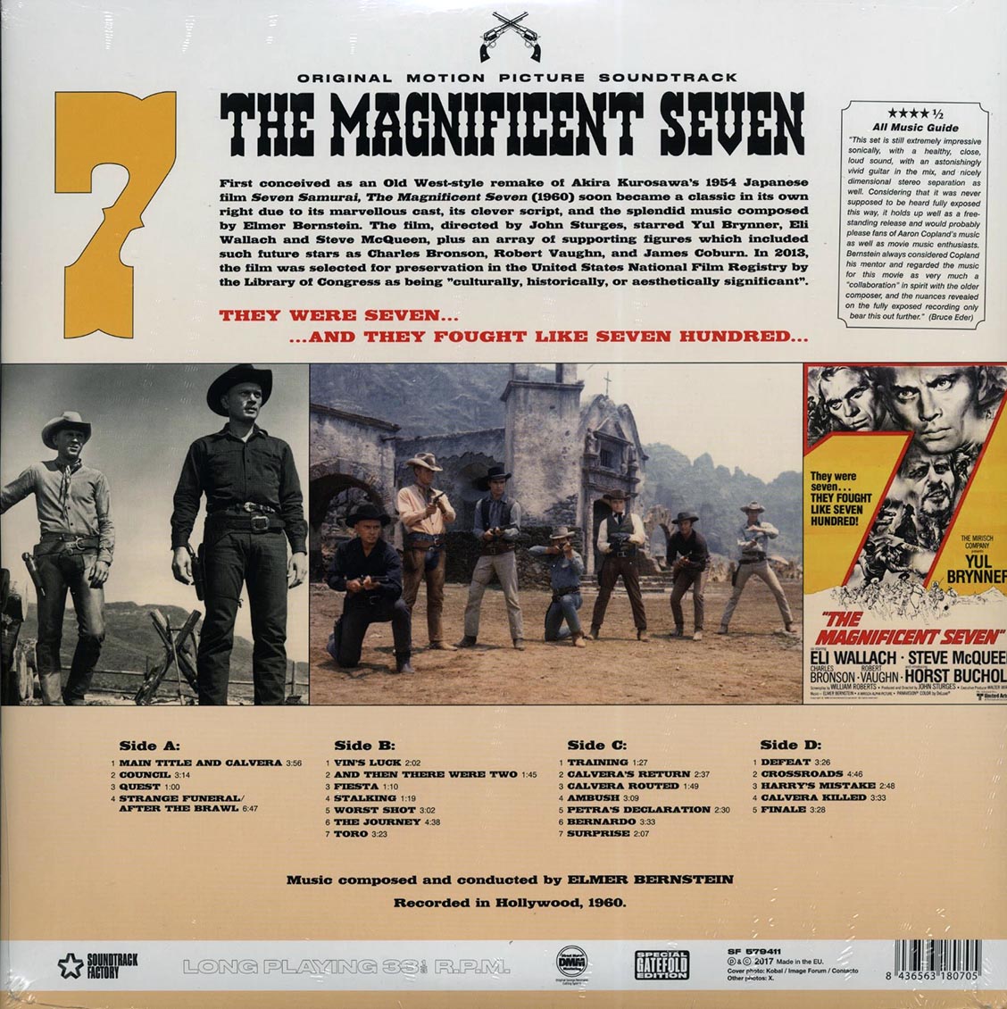 Elmer Bernstein - The Magnificent Seven: Original Motion Picture Soundtrack (22 tracks) (2xLP) (180g) vinyl LP back cover