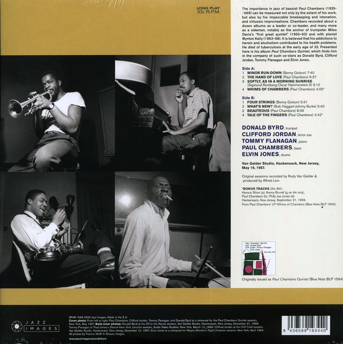 Paul Chambers Quintet - Paul Chambers Quintet (+2 bonus tracks) (ltd. ed.) (180g) vinyl LP back cover
