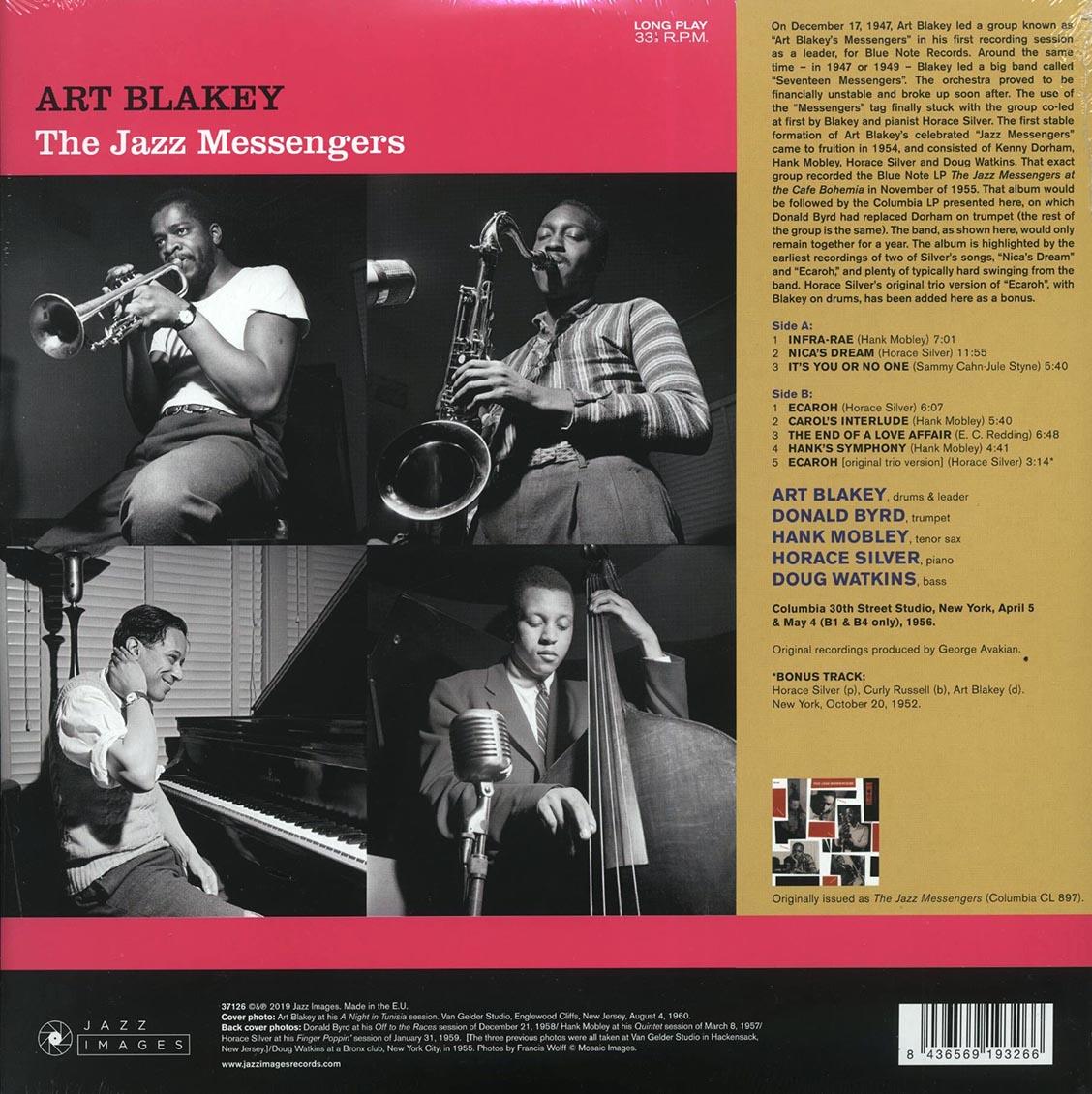 Art Blakey - The Jazz Messengers (+bonus track) (ltd. ed.) (180g) vinyl LP back cover