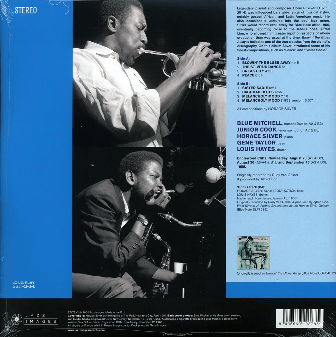 Horace Silver Quintet & Trio - Blowin' The Blues Away (+bonus track) (ltd. ed.) (180g) vinyl LP back cover