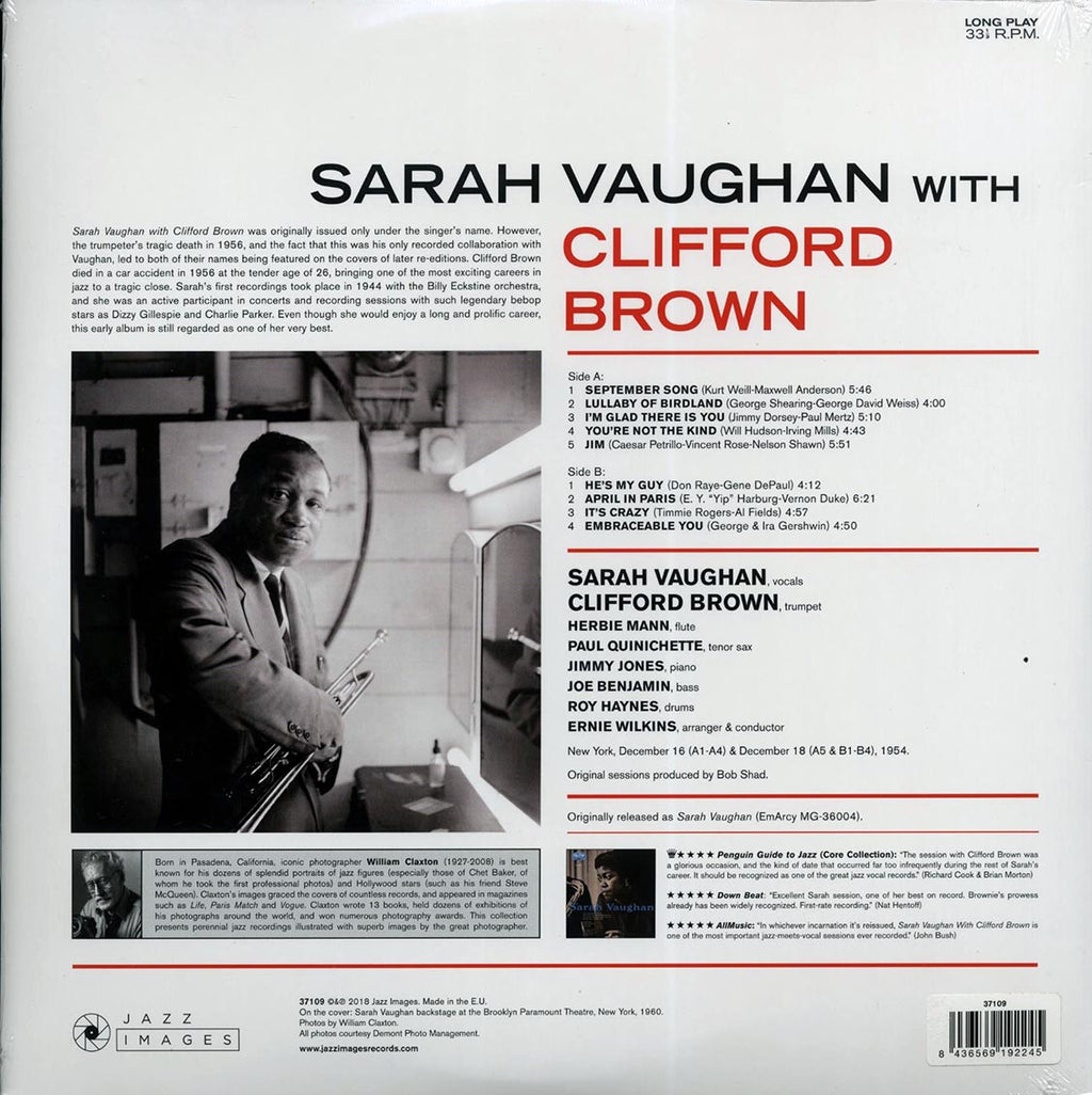 Sarah Vaughan, Clifford Brown - Sarah Vaughan With Clifford Brown (ltd. ed.) (180g) vinyl LP back cover