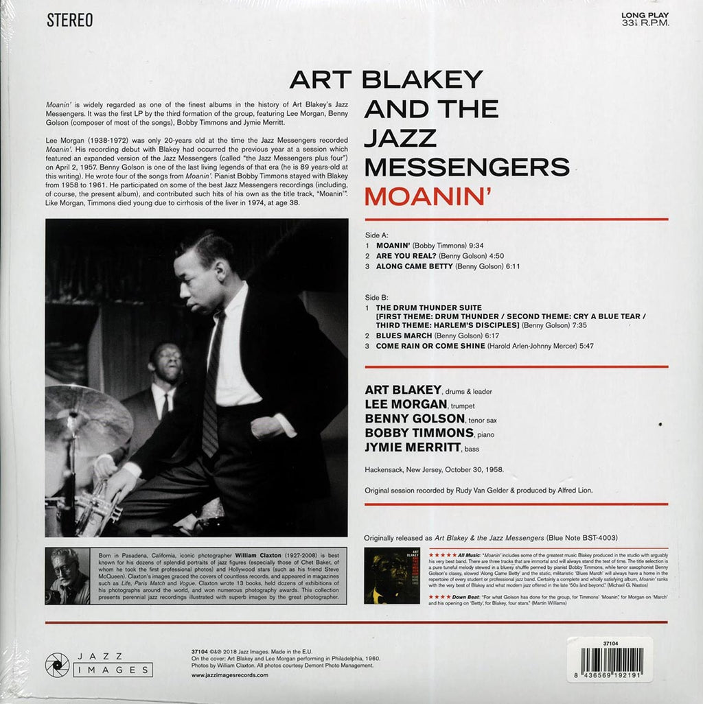 Art Blakey & The Jazz Messengers - Moanin' (ltd. ed.) (180g) vinyl LP back cover