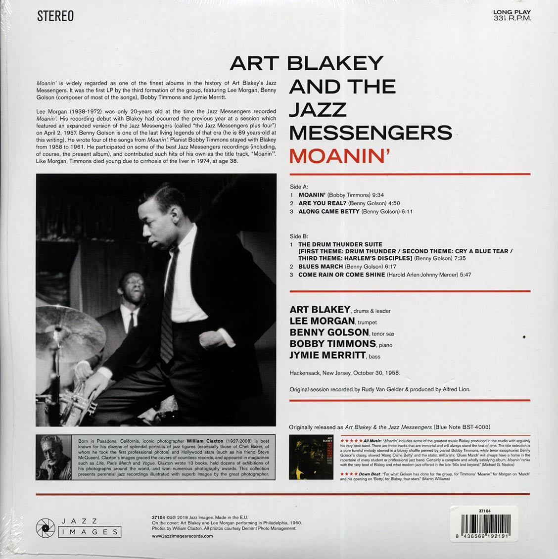 Art Blakey & The Jazz Messengers - Moanin' (ltd. ed.) (180g) vinyl LP back cover
