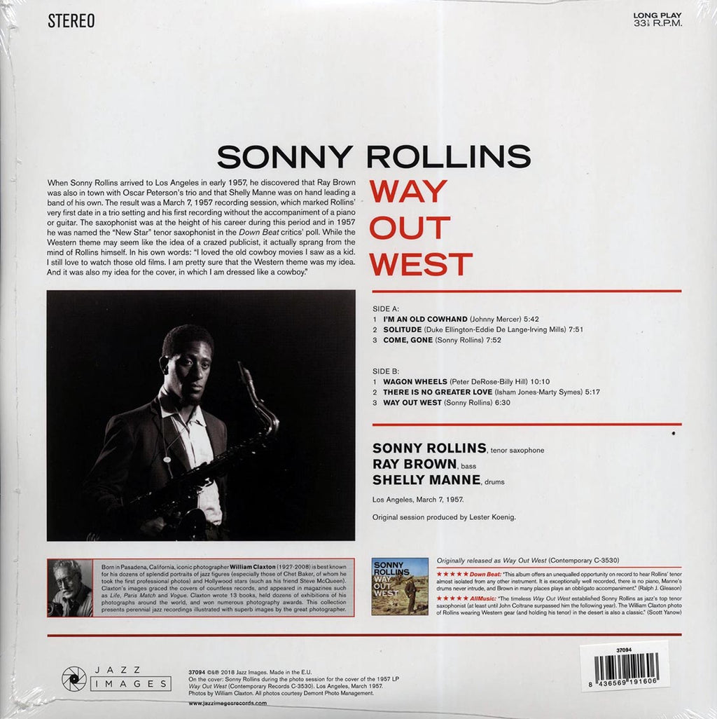 Sonny Rollins - Way Out West (ltd. ed.) (180g) vinyl LP back cover