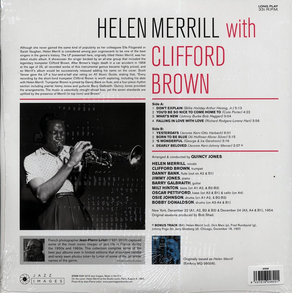 Helen Merrill, Clifford Brown - Helen Merrill With Clifford Brown (+bonus track) (ltd. ed.) (180g) vinyl LP back cover