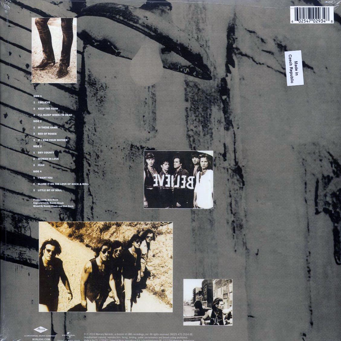 Bon Jovi - Keep The Faith (2xLP) (180g) vinyl LP back cover